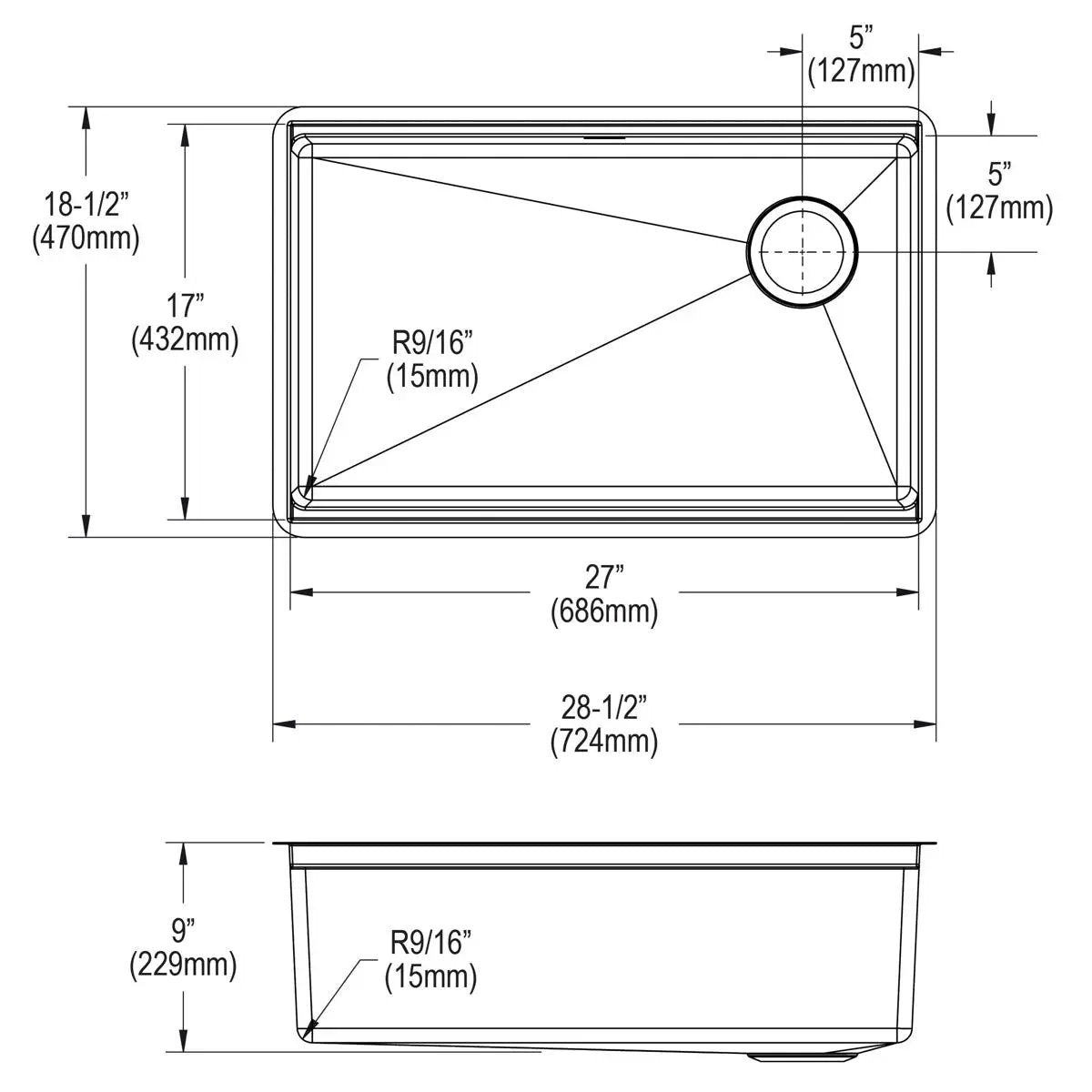 polished satin single bowl undermount sink kit