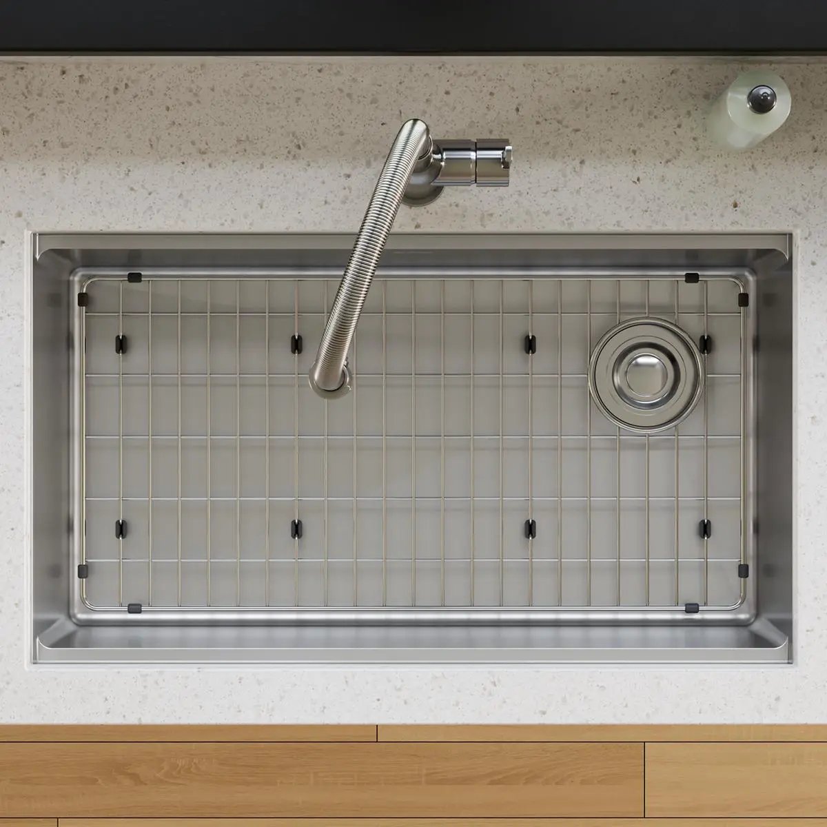 polished stainless steel bottom grid