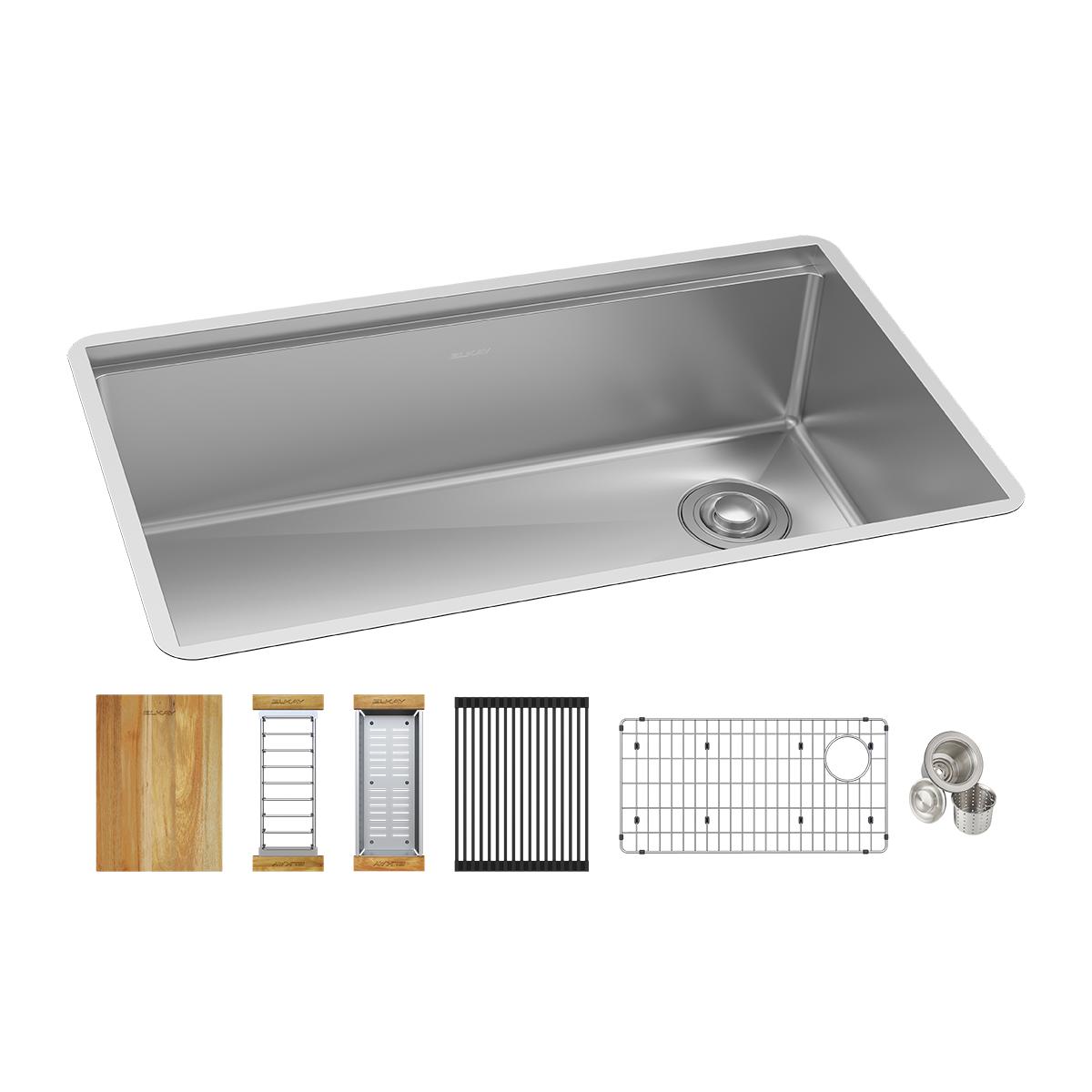 polished satin single bowl undermount sink kit