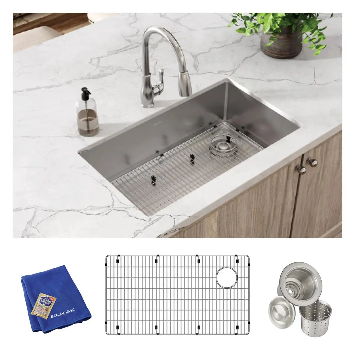 polished satin single bowl undermount sink kit