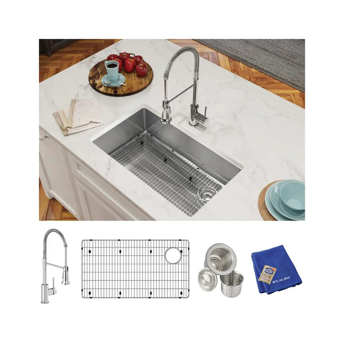 polished satin single bowl undermount sink kit