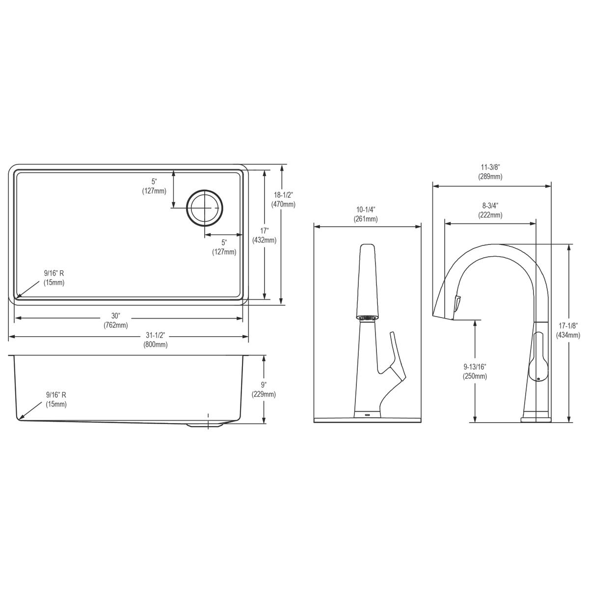 stainless steel single bowl undermount sink kit