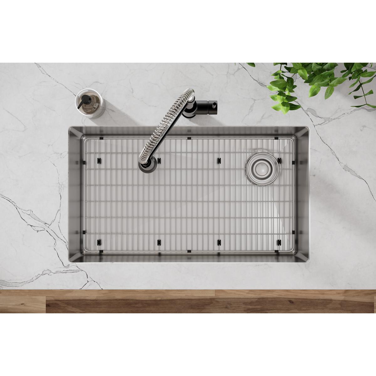 polished stainless steel bottom grid