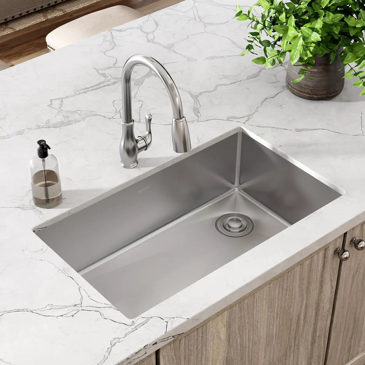 polished satin single bowl undermount sink