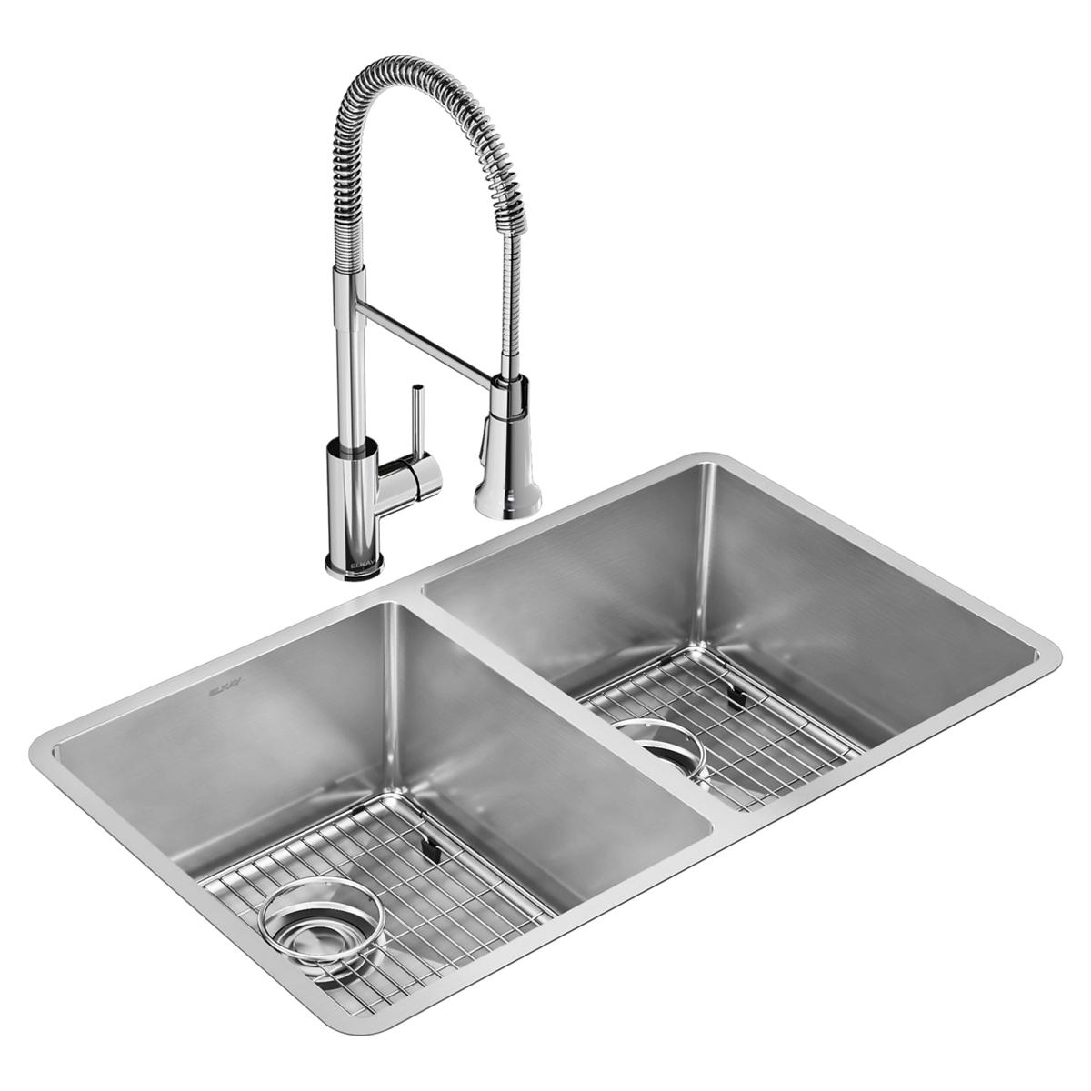 polished satin equal double bowl undermount sink kit