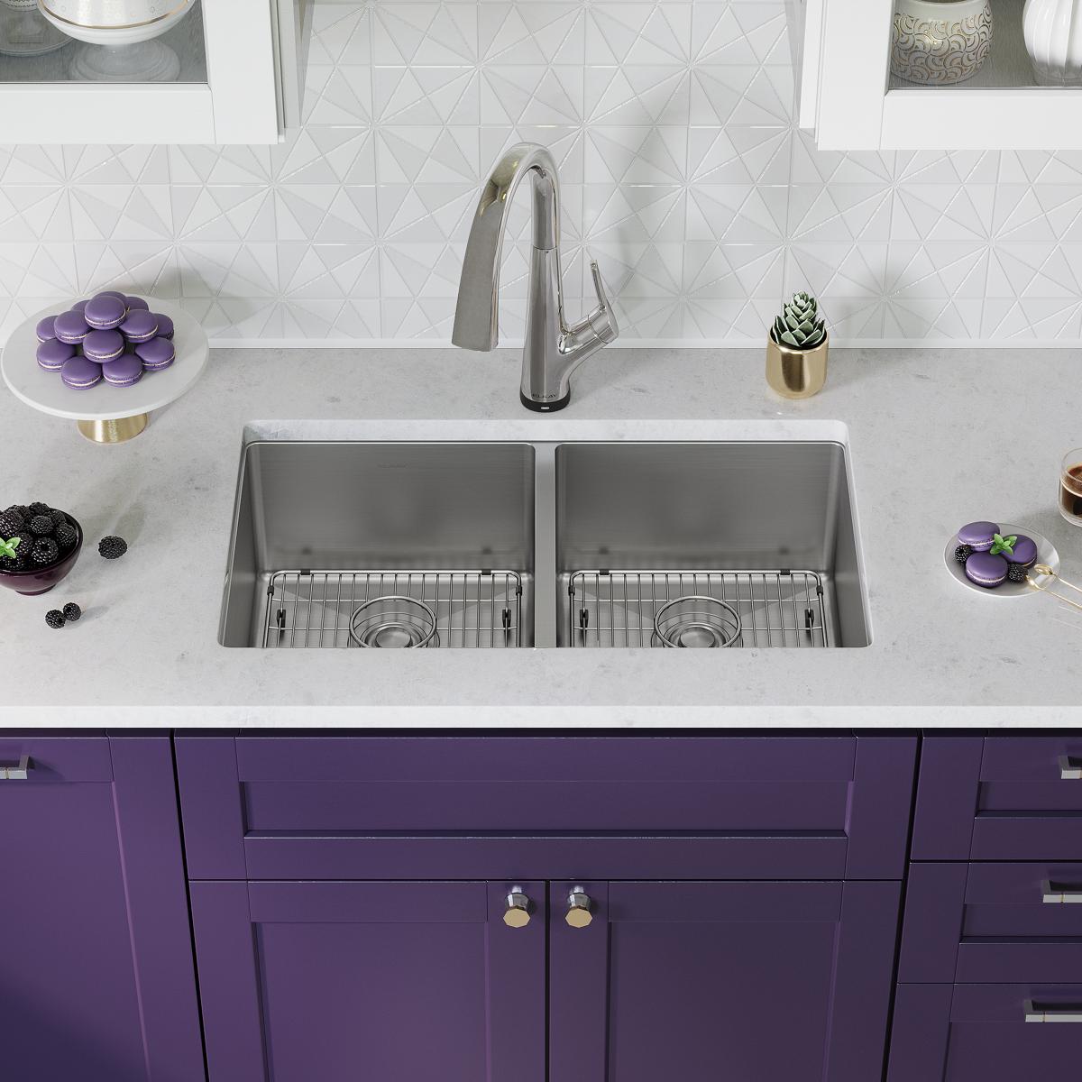 stainless steel equal double bowl undermount sink kit