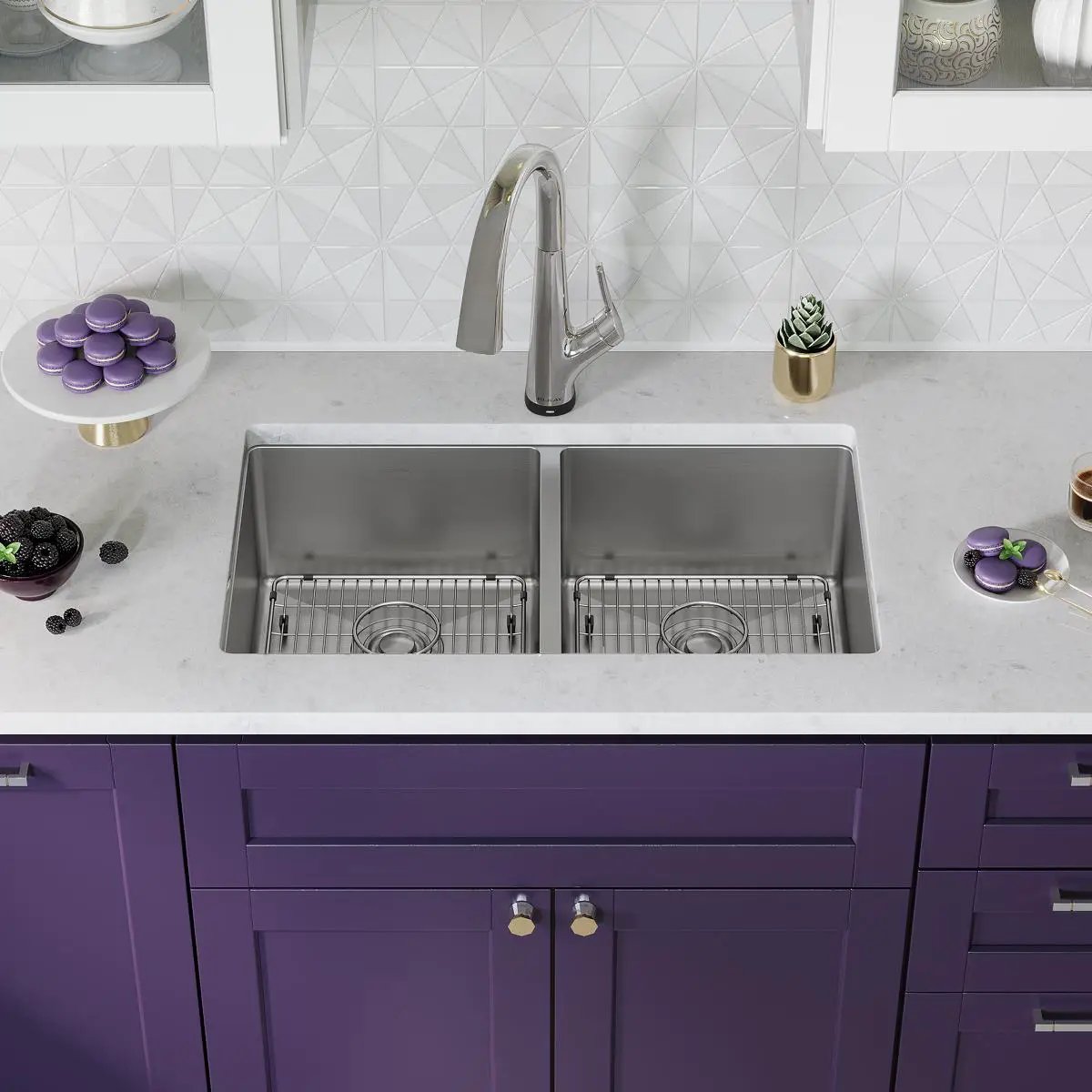 stainless steel equal double bowl undermount sink kit