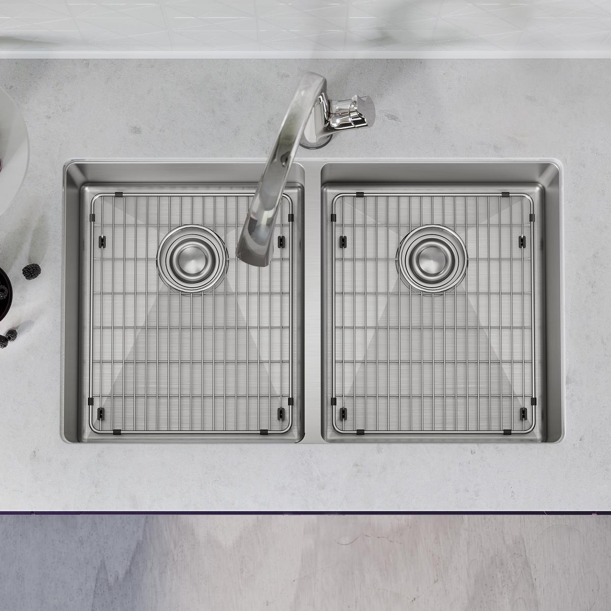 stainless steel equal double bowl undermount sink kit