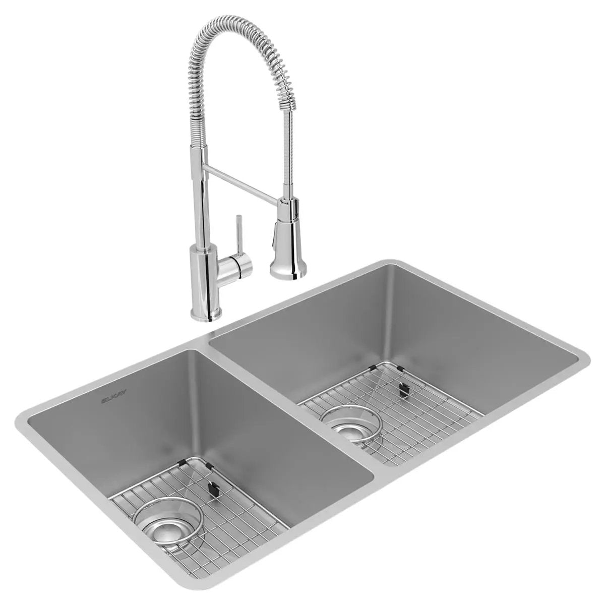 polished satin double bowl undermount sink