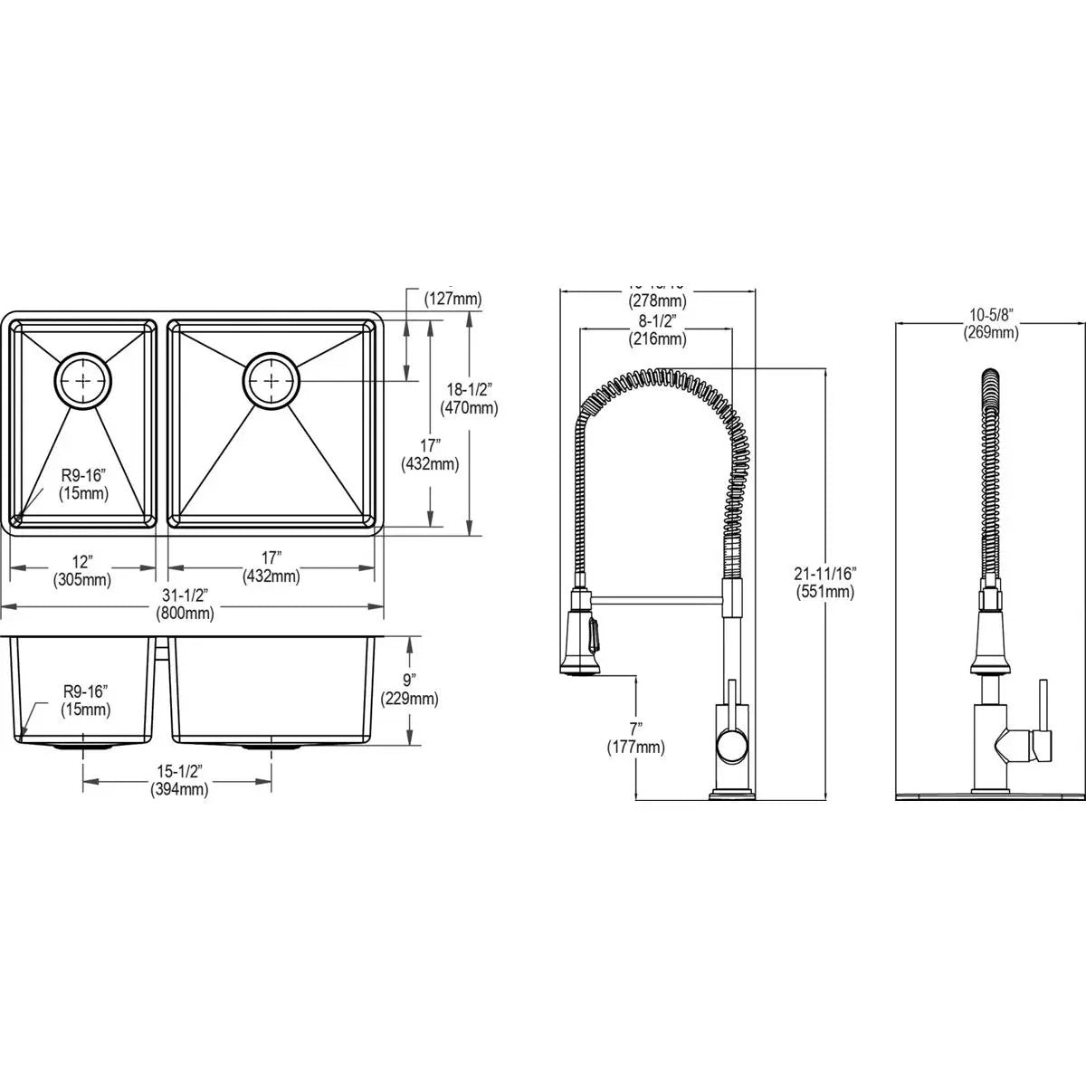 polished satin double bowl undermount sink