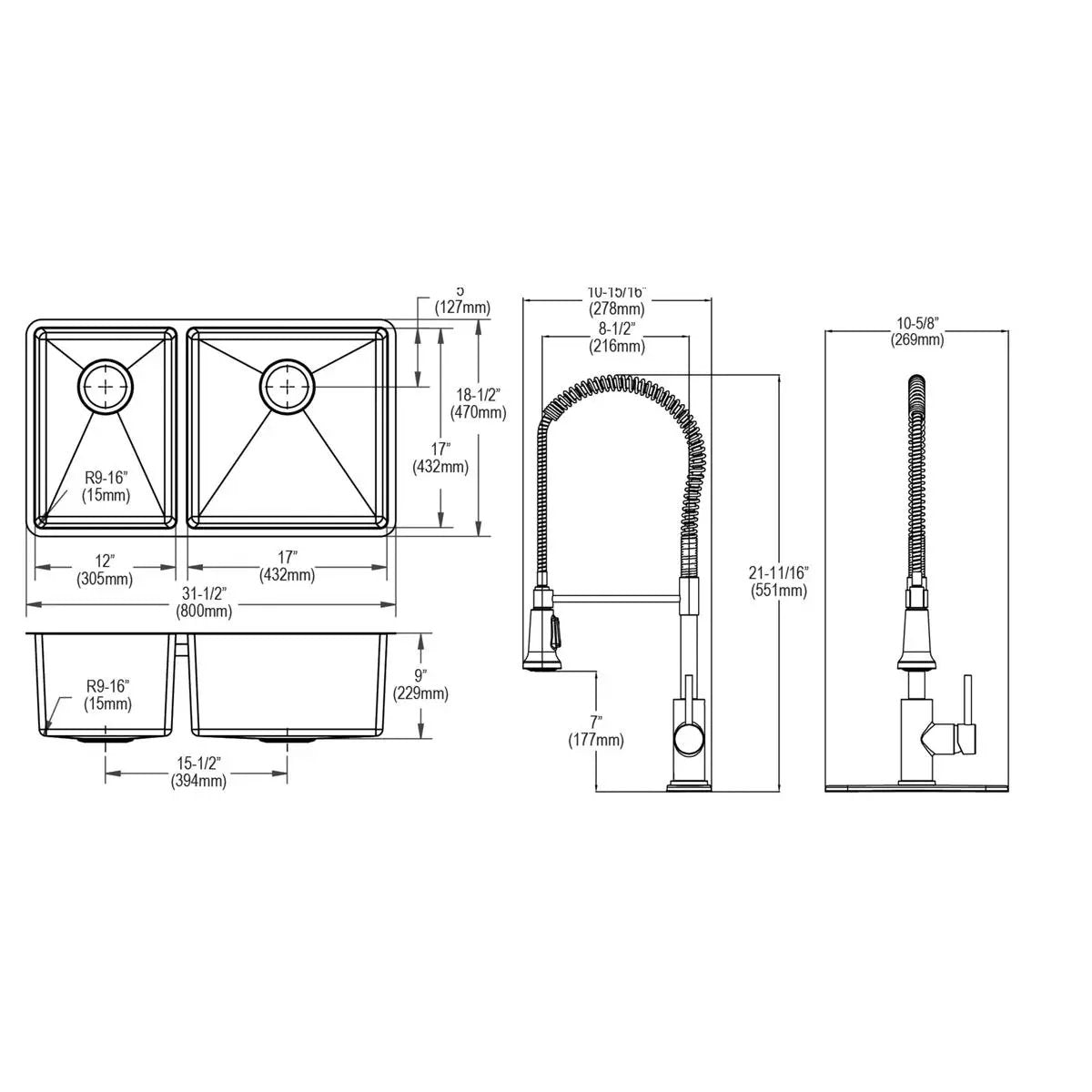 polished satin double bowl undermount sink