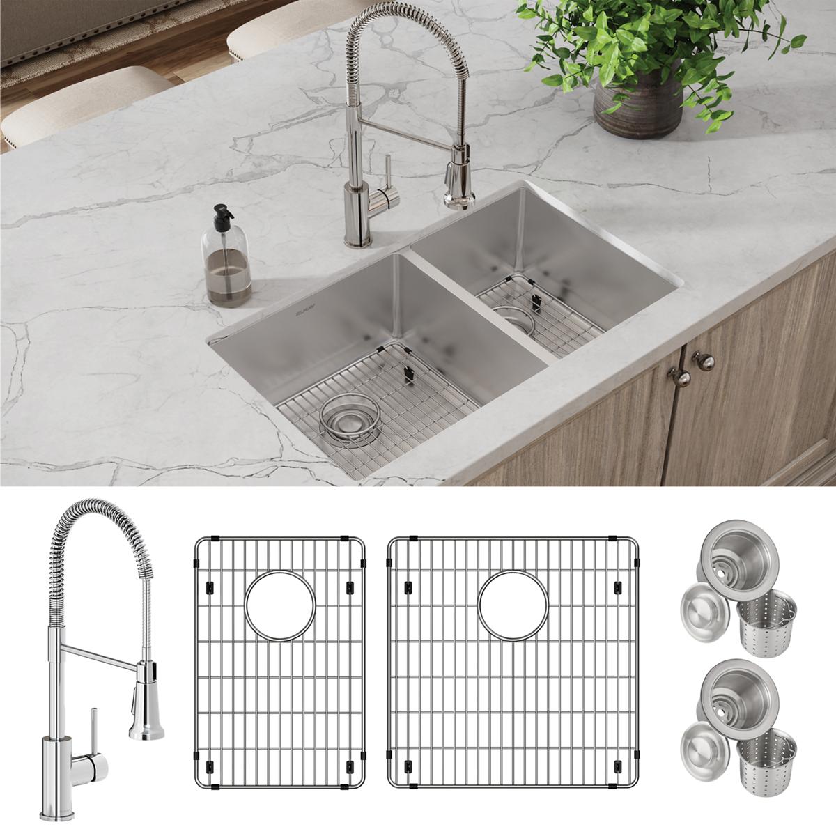 polished satin double bowl undermount sink