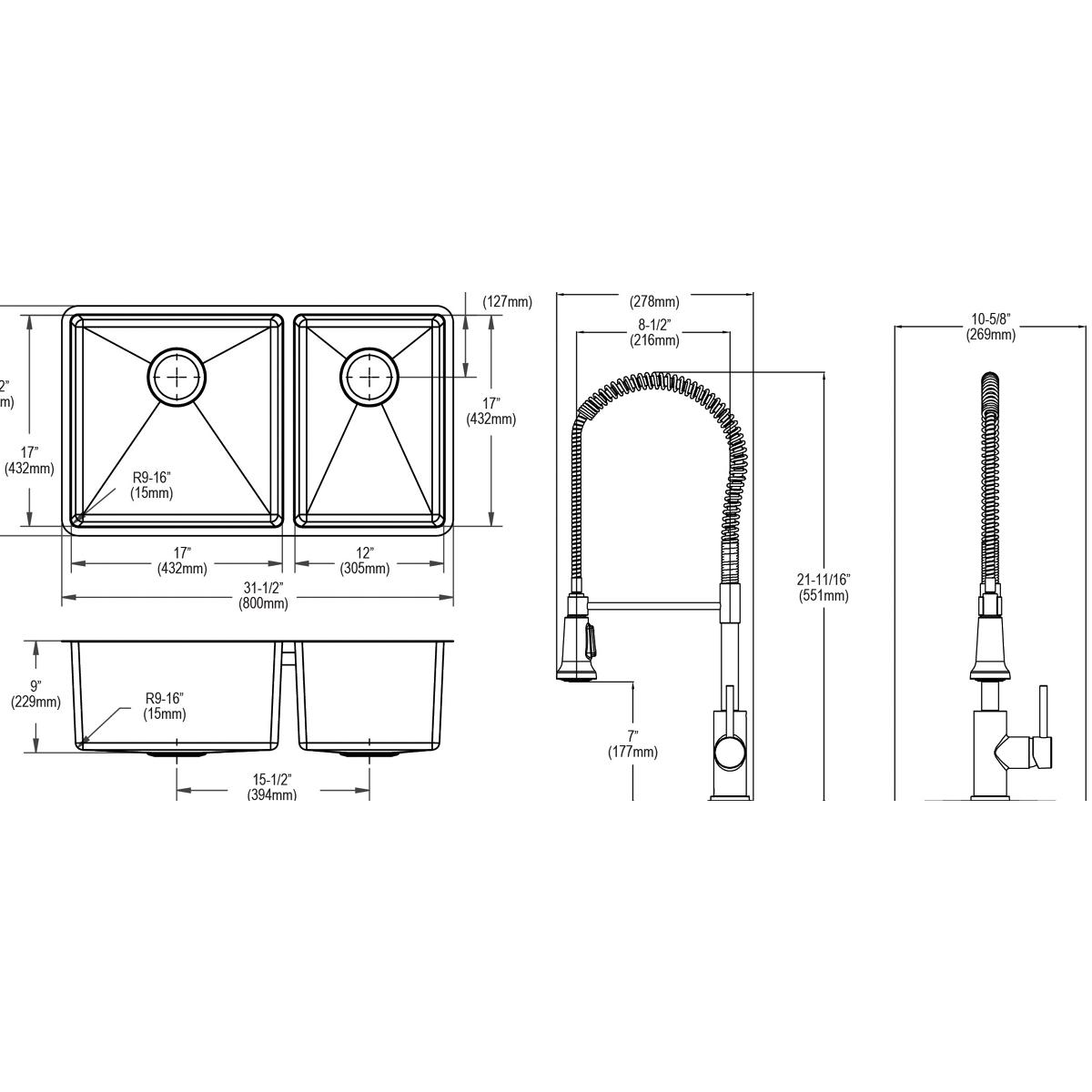 polished satin double bowl undermount sink