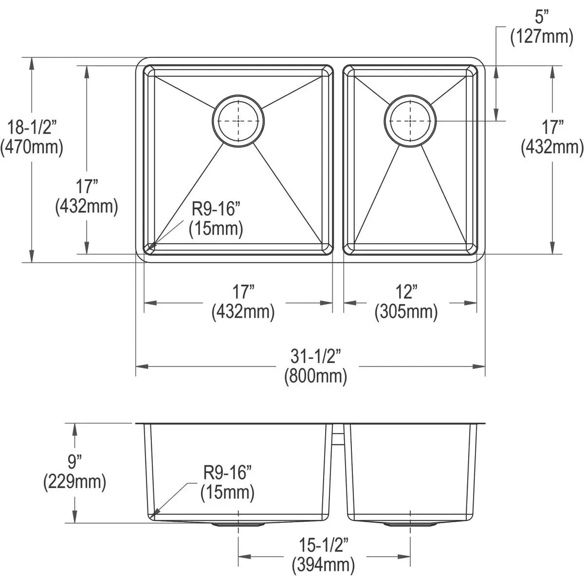 polished satin double bowl undermount sink