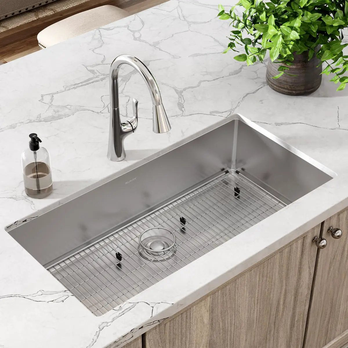 polished satin single bowl undermount sink kit