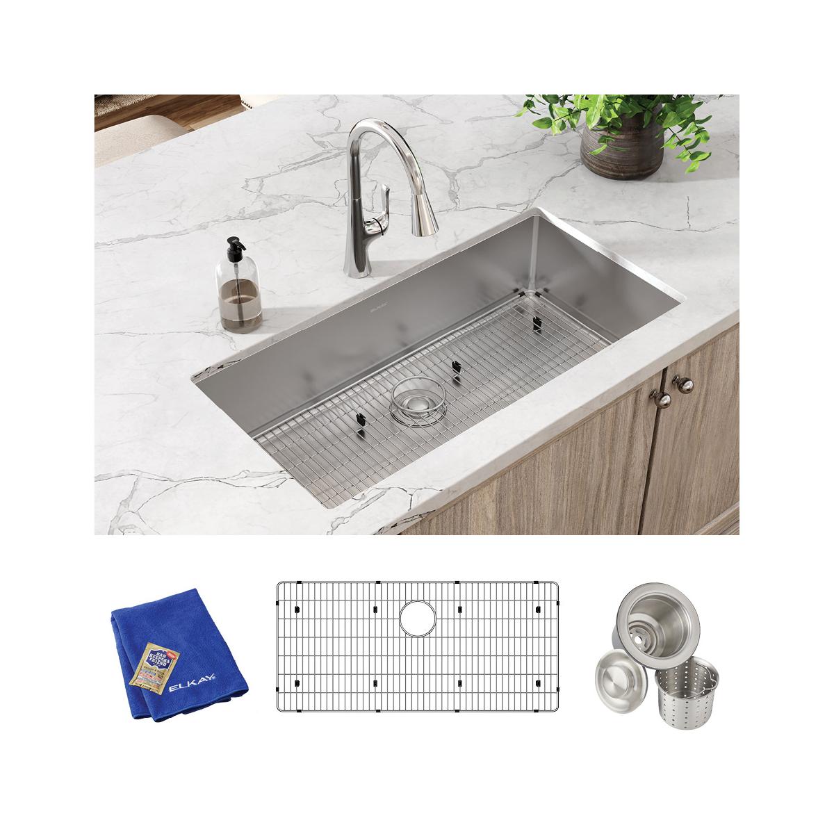 polished satin single bowl undermount sink kit