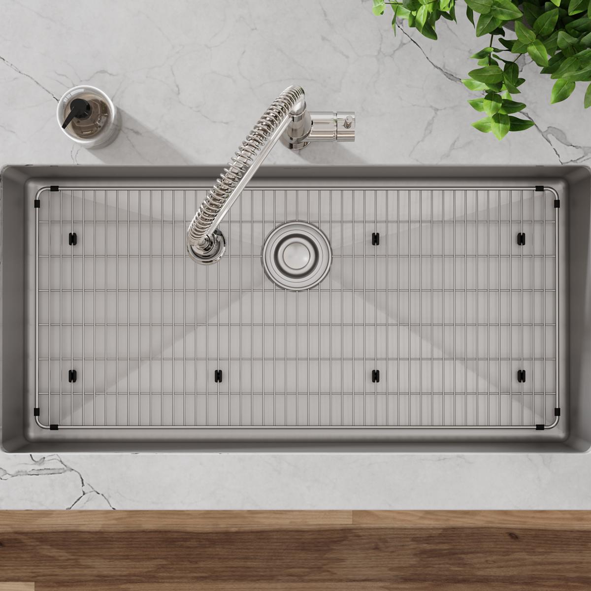 polished stainless steel bottom grid