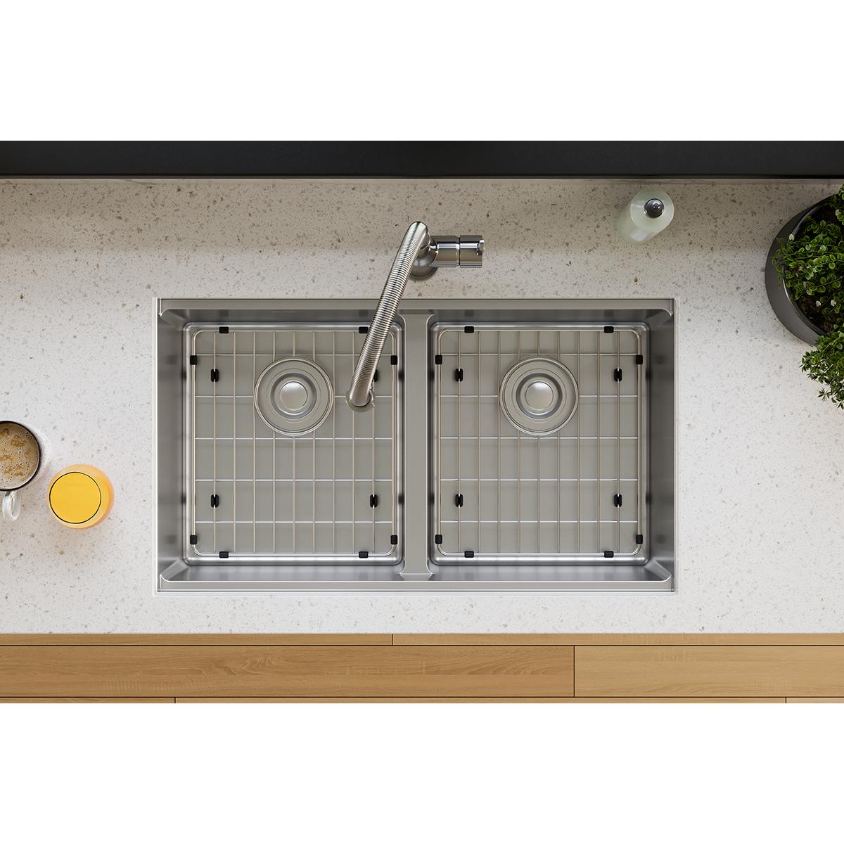 polished stainless steel bottom grid