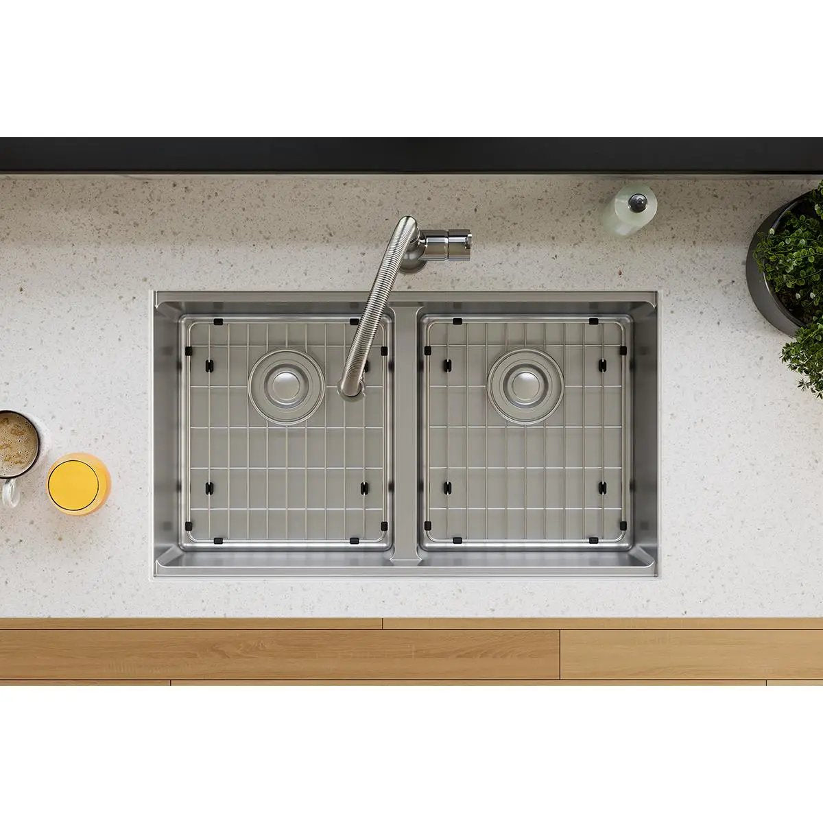 polished stainless steel bottom grid