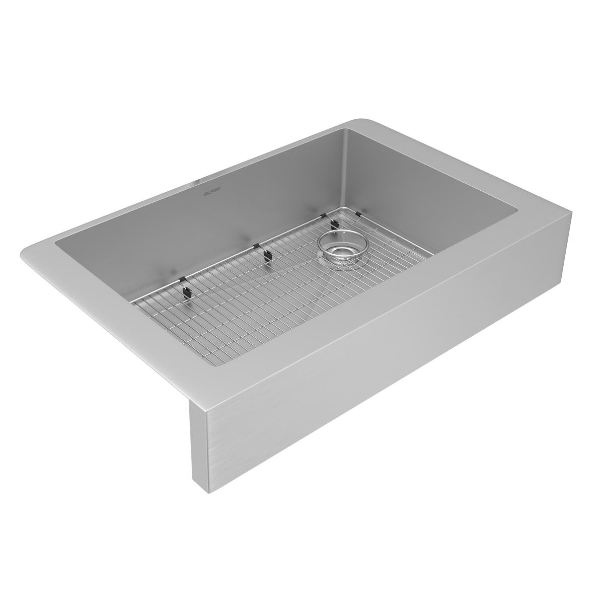 polished satin single bowl farmhouse sink kit