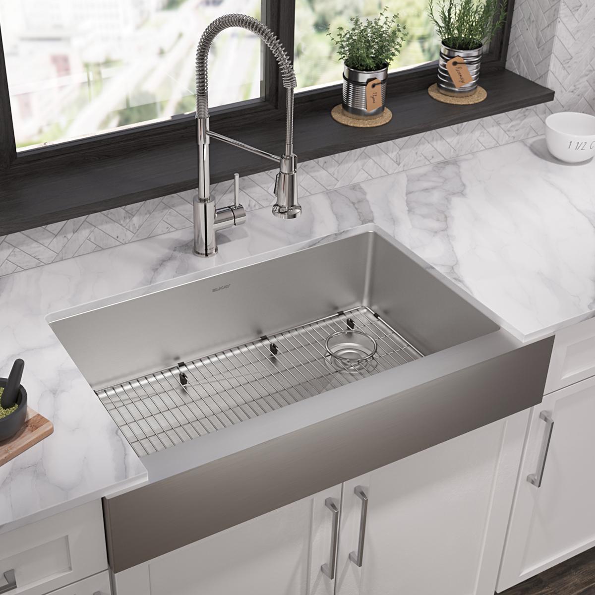 polished satin single bowl farmhouse sink