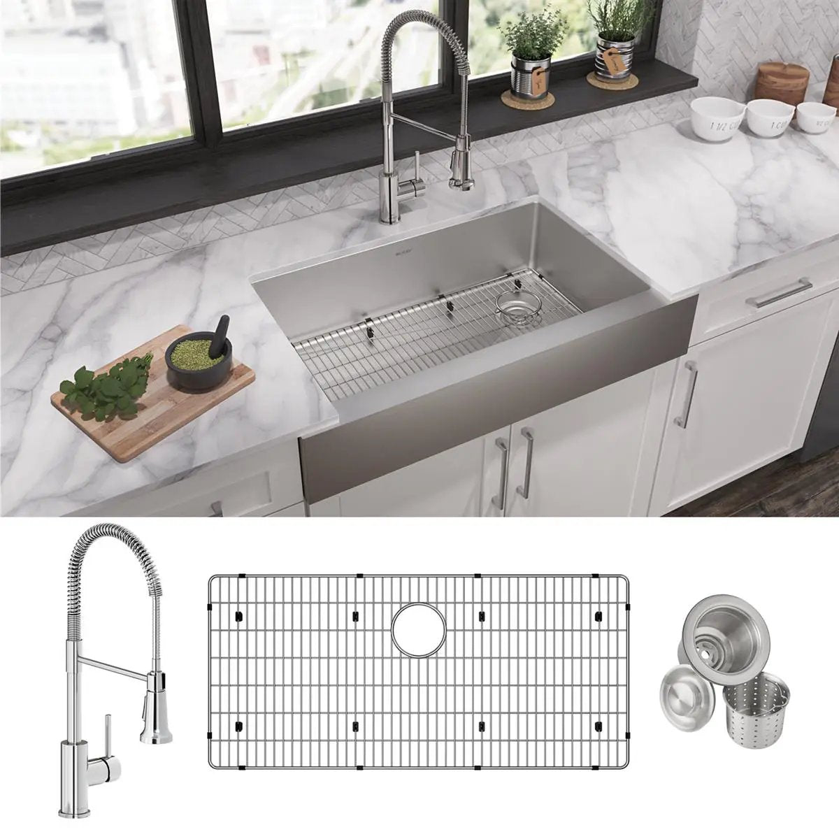 polished satin single bowl farmhouse sink