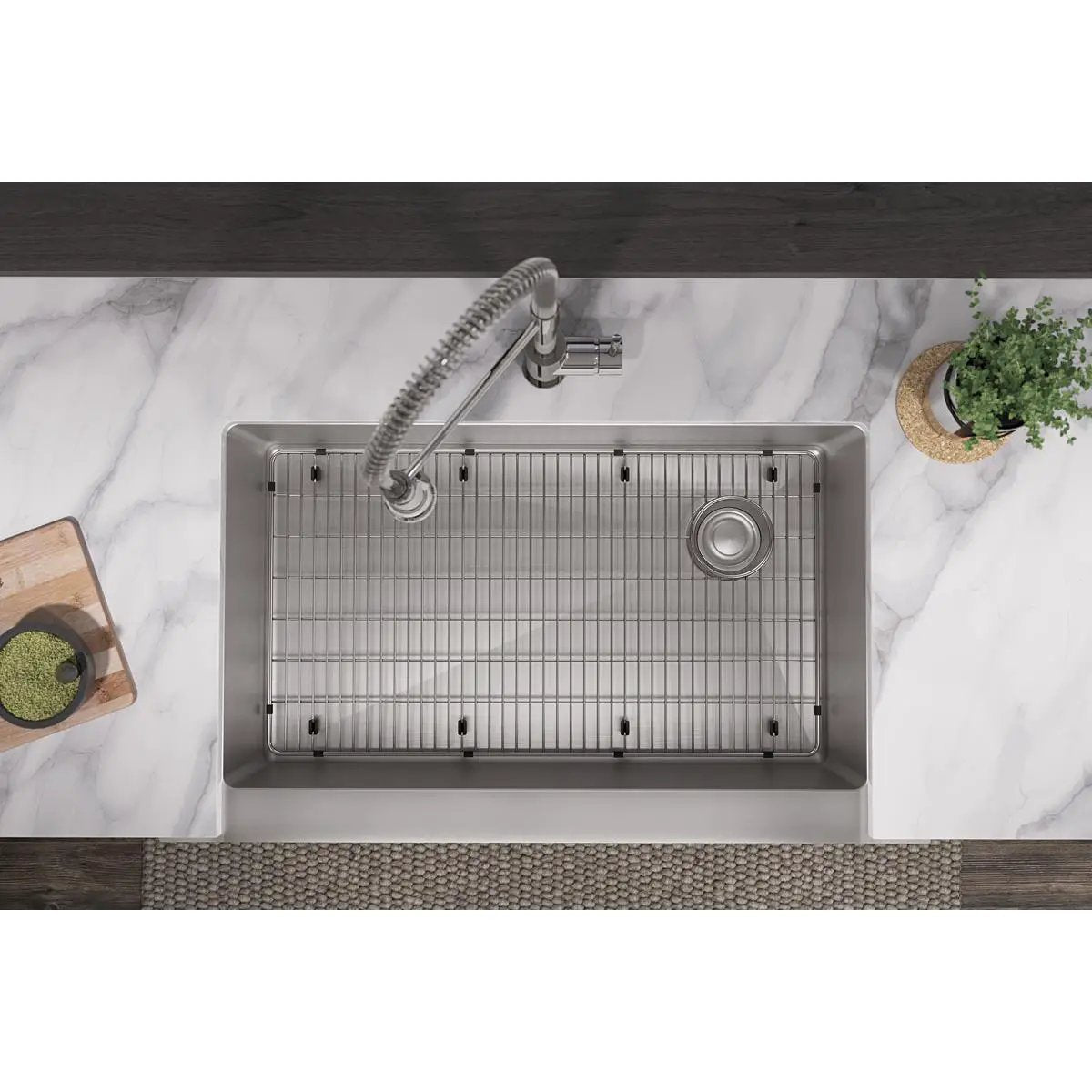 polished stainless steel bottom grid