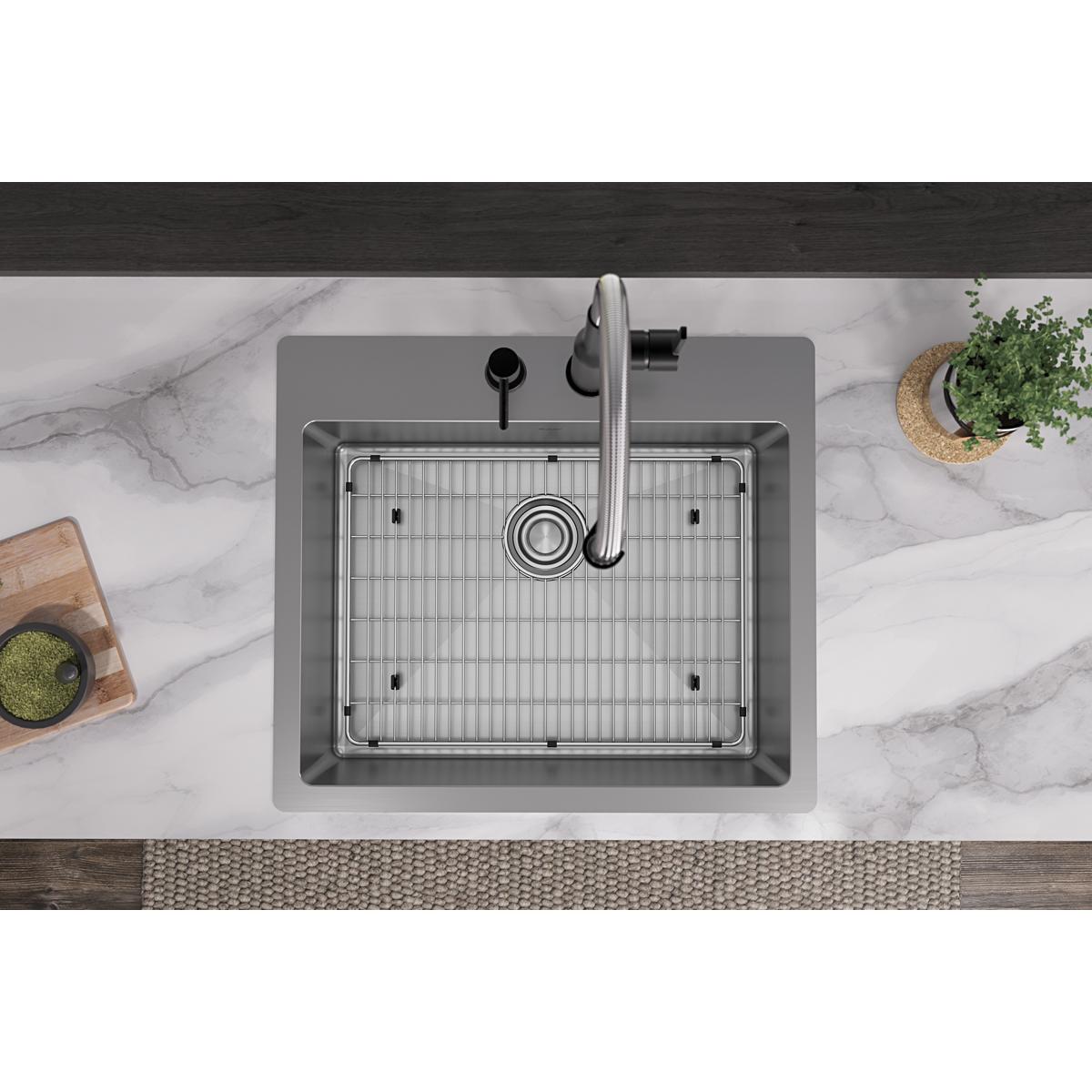 polished satin single bowl dual mount sink kit