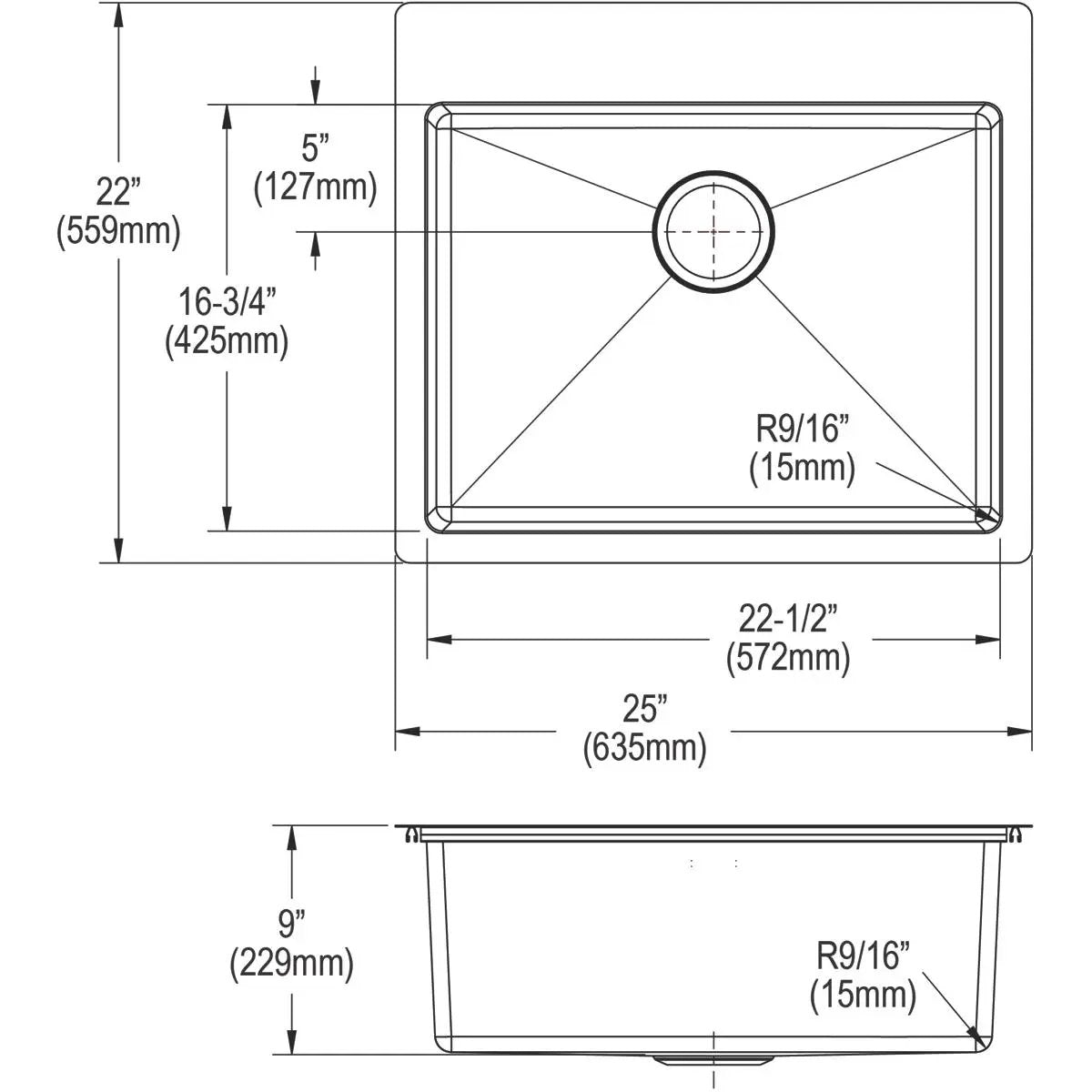 polished satin single bowl dual mount sink kit