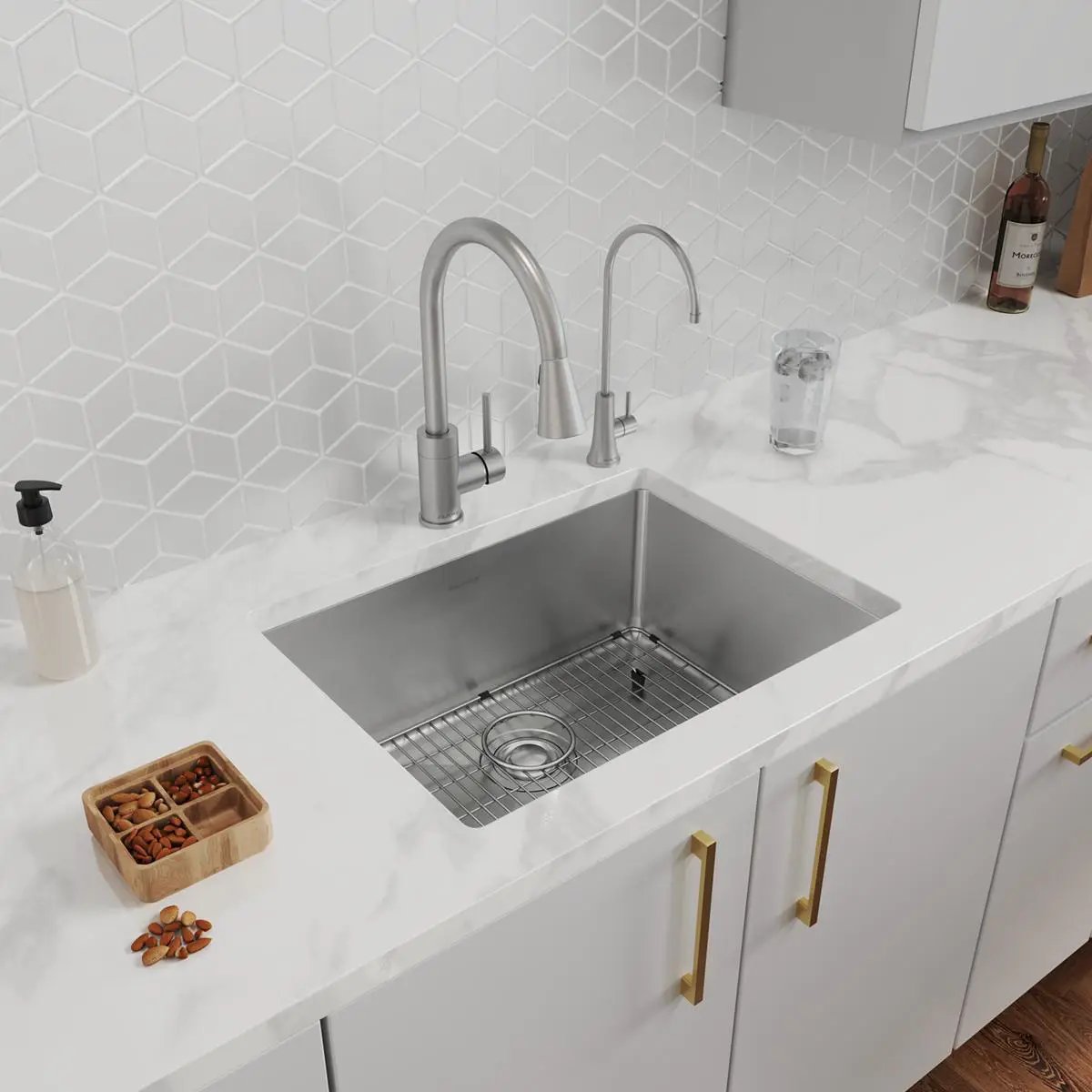 stainless steel single bowl dual mount sink kit