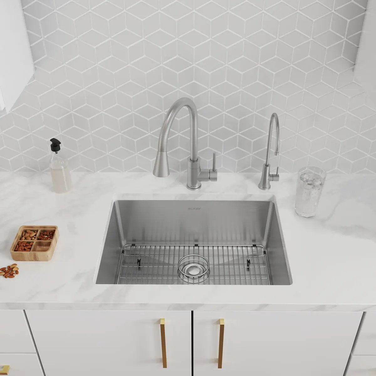 stainless steel single bowl dual mount sink kit