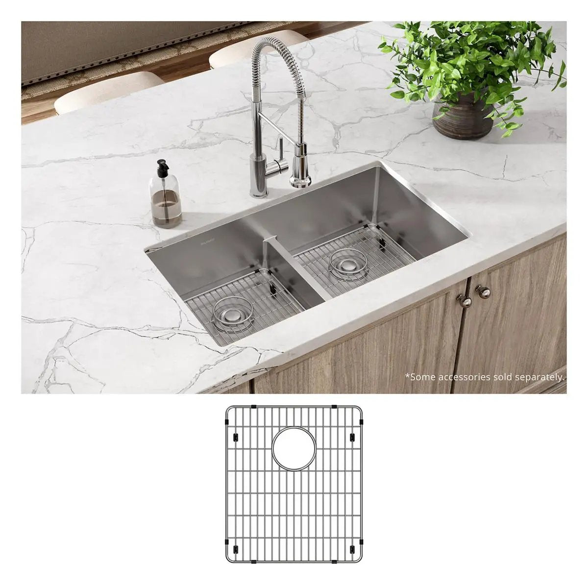 polished satin equal double bowl dual mount sink kit