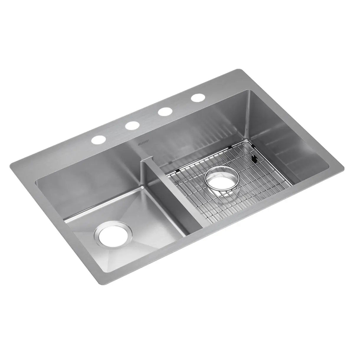 Elkay Crosstown 18 Gauge 33" x 22" x 9" Equal Double Bowl Dual Mount Sink Kit with Aqua Divide by Elkay