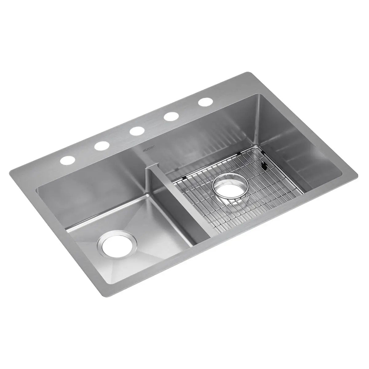 Elkay Crosstown 18 Gauge 33" x 22" x 9" Equal Double Bowl Dual Mount Sink Kit with Aqua Divide by Elkay