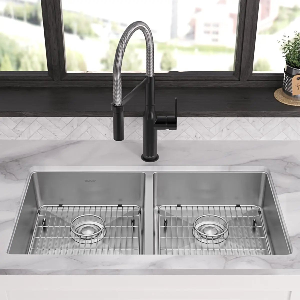 polished satin equal double bowl dual mount ada sink kit