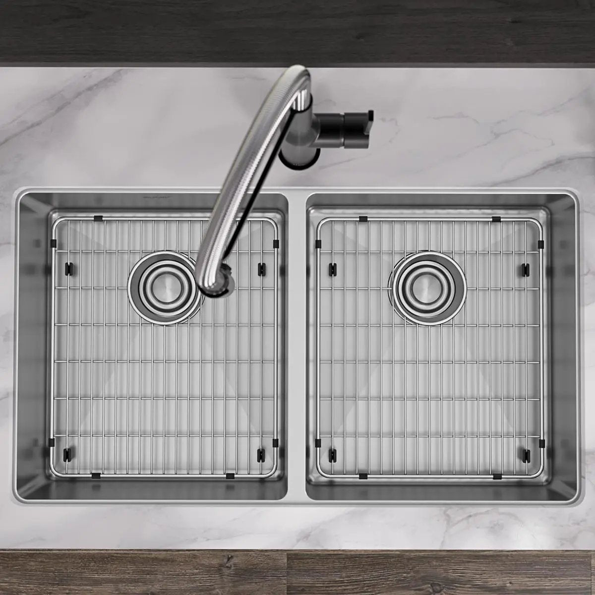 polished satin equal double bowl dual mount ada sink kit