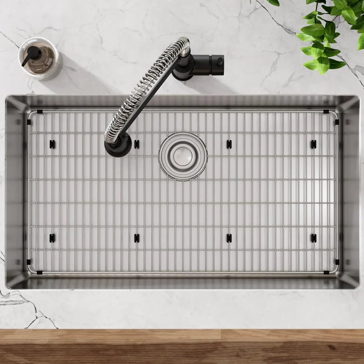 polished stainless steel bottom grid
