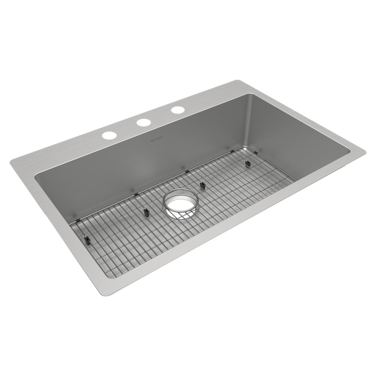 Elkay Crosstown 18 Gauge 33" x 22" x 9" Single Bowl Dual Mount Sink Kit
