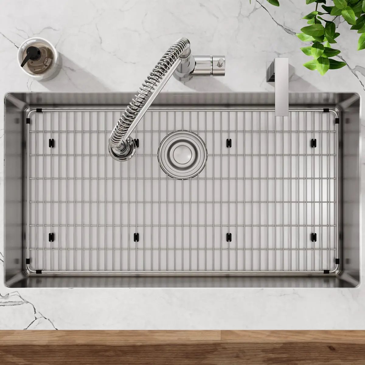 polished satin single bowl dual mount sink kit