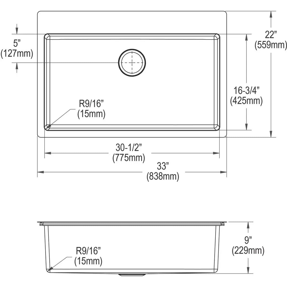 polished satin single bowl dual mount sink kit