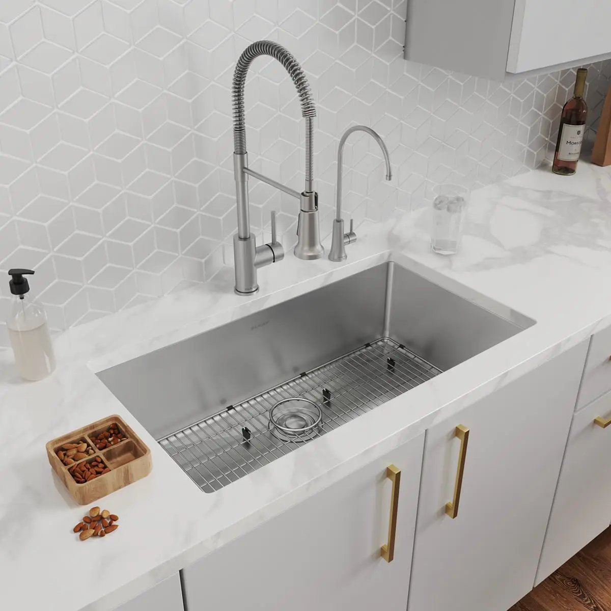 stainless steel single bowl dual mount sink kit