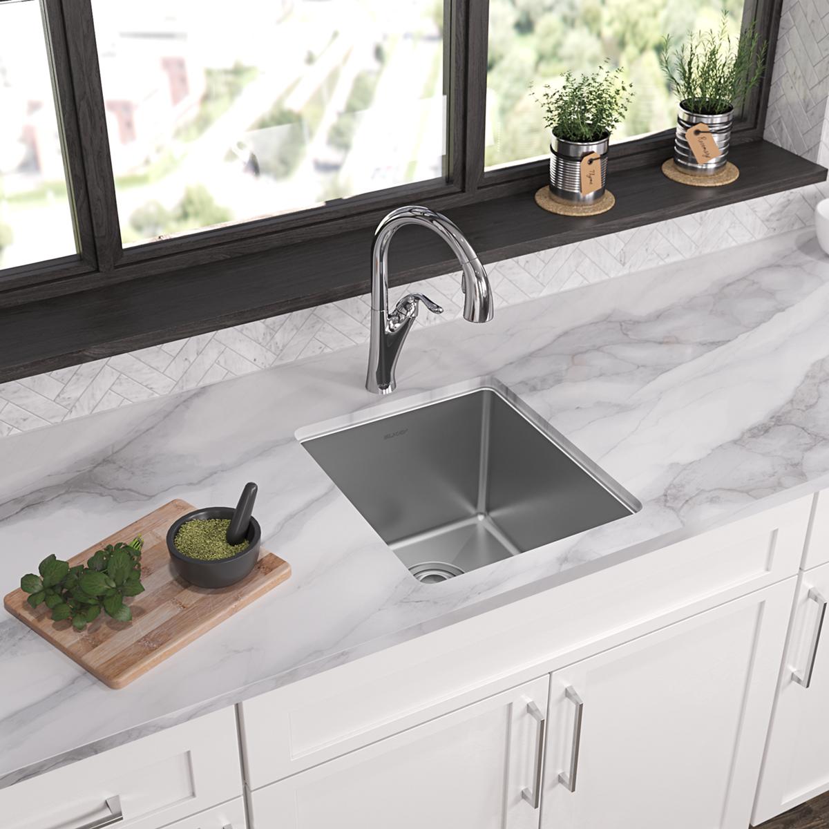 polished satin single bowl undermount sink