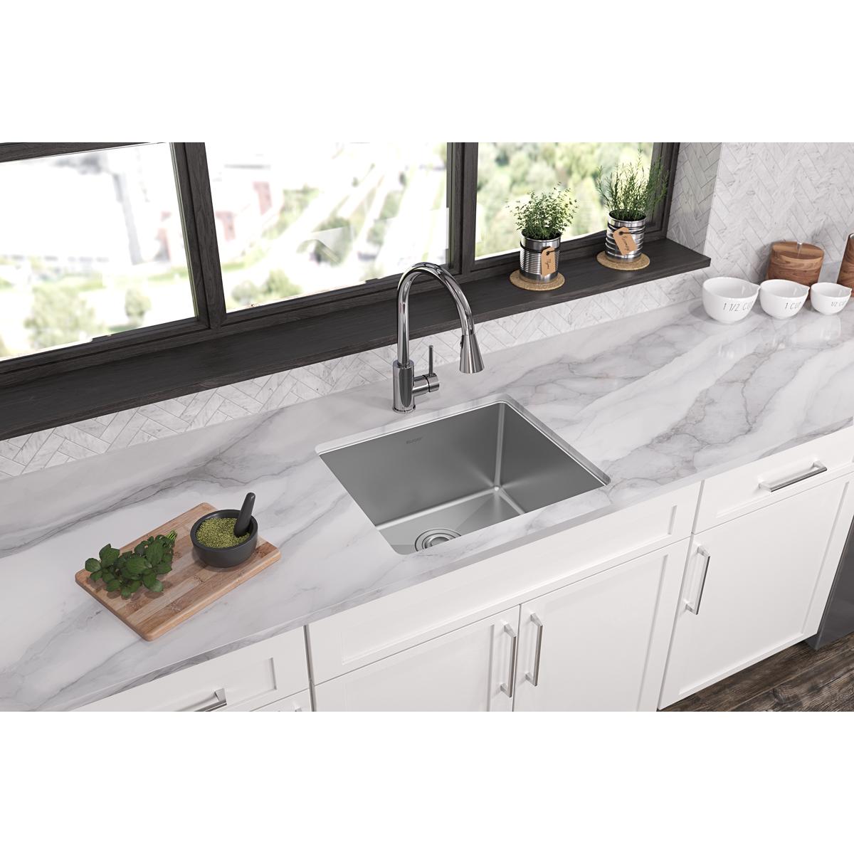 polished satin single bowl undermount sink