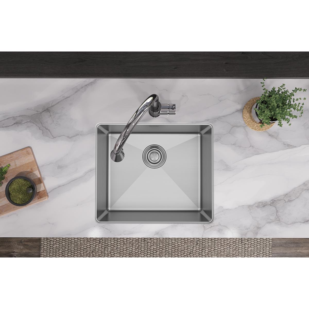 polished satin single bowl undermount sink