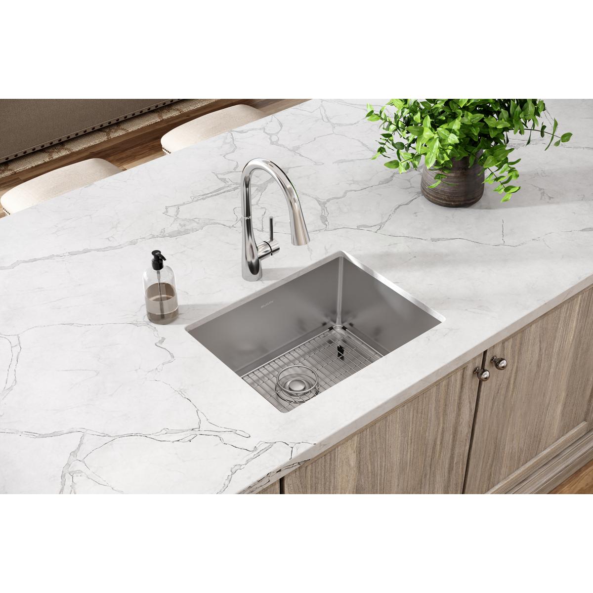 polished satin single bowl undermount sink kit