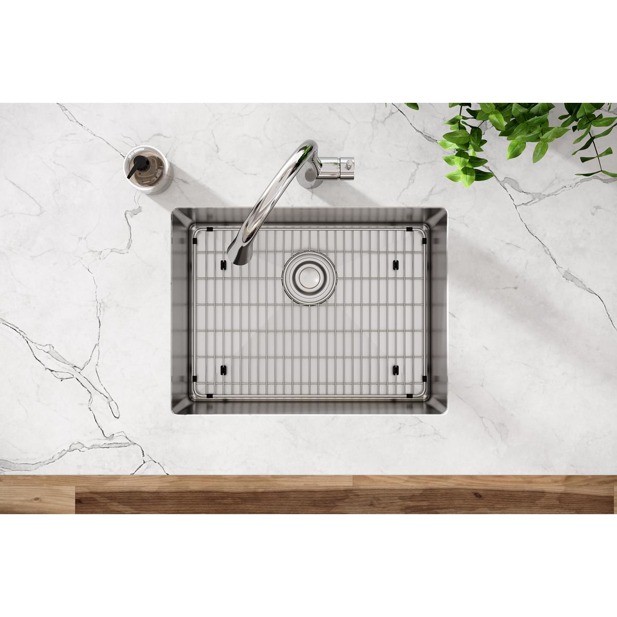 polished satin single bowl undermount sink kit