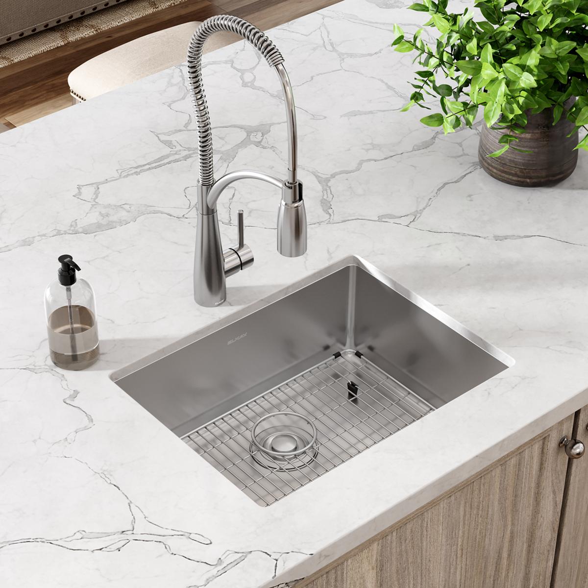 polished satin single bowl undermount sink kit