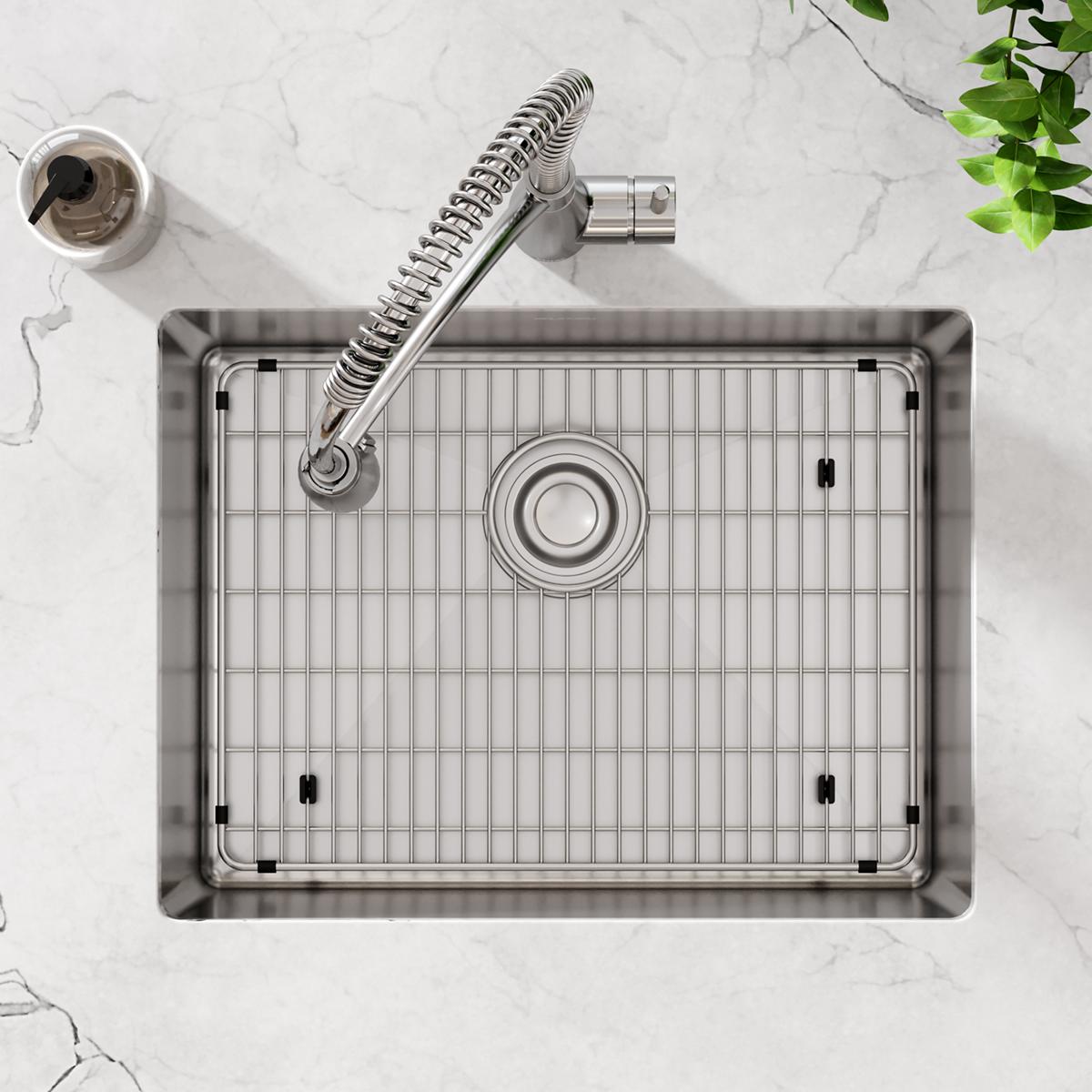 polished satin single bowl undermount sink kit