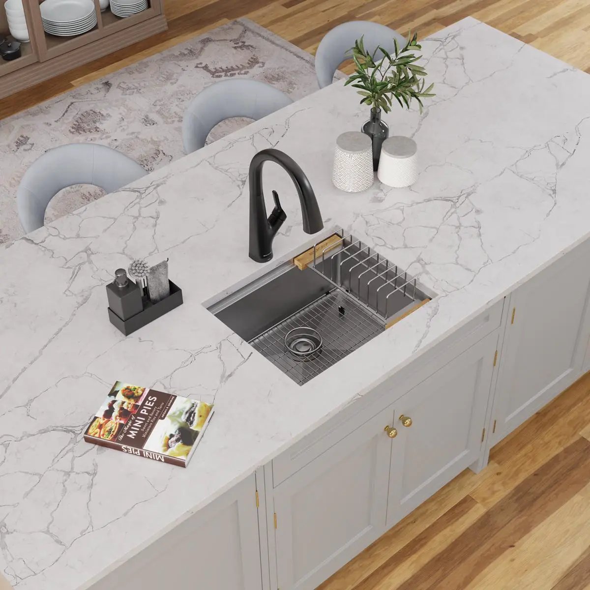polished satin single bowl undermount sink kit
