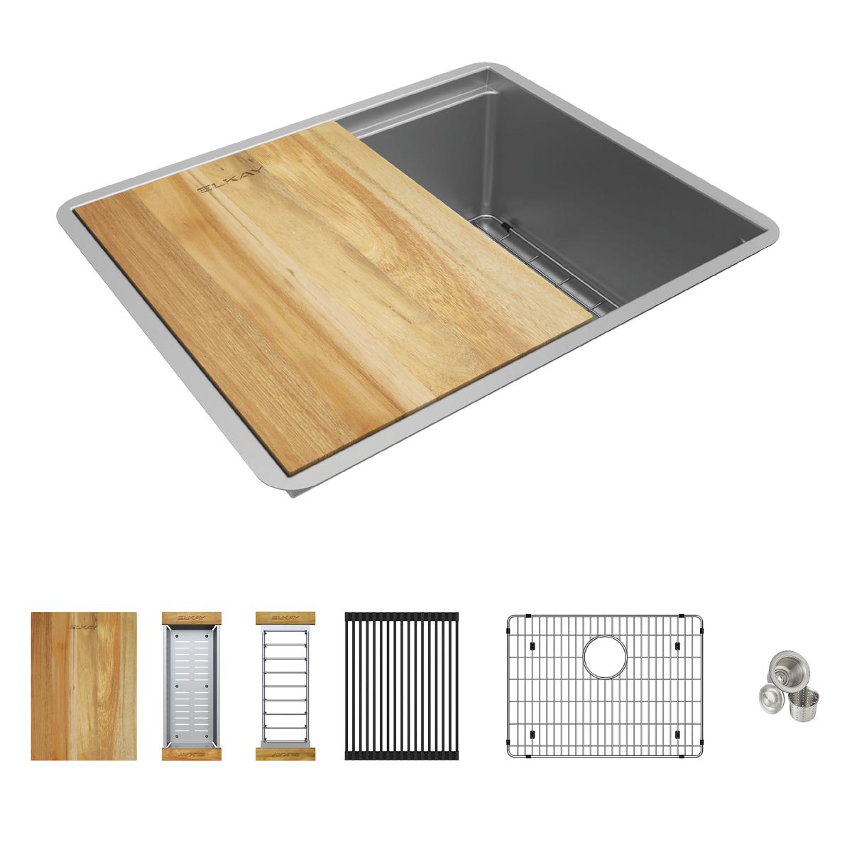 polished satin single bowl undermount sink kit